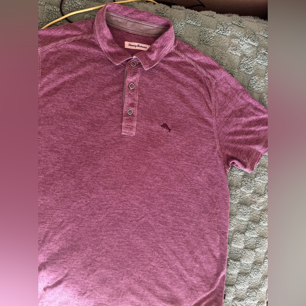 Tommy Bahama Men’s Polo Shirt Purple Textured Stretch Golf Casual - Picture 5 of 12